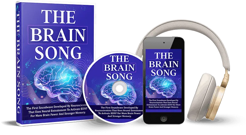 The Brain Song™ digital audio program on desk with headphones